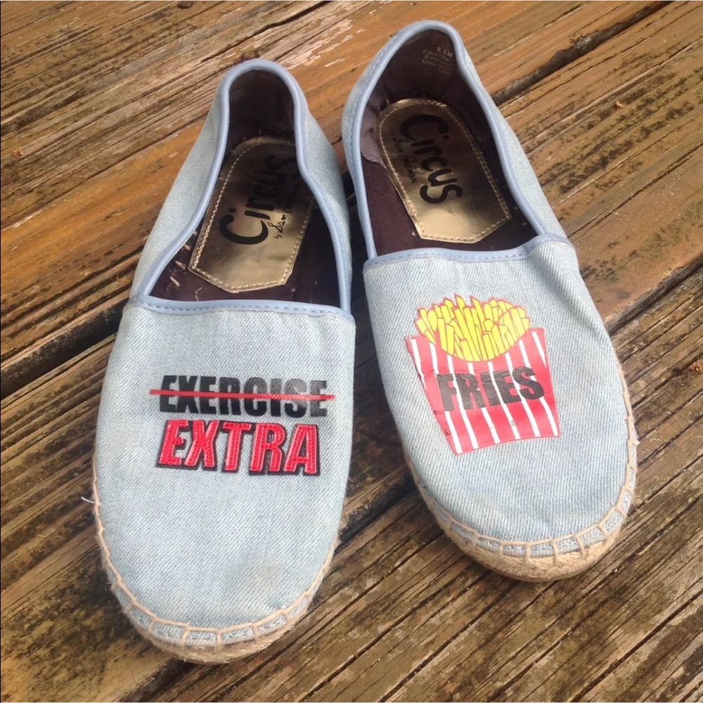 Circus Sam Edelman Leni Extra Fries Espadrille Shoes 8.5 Blue Denim Flats Womens